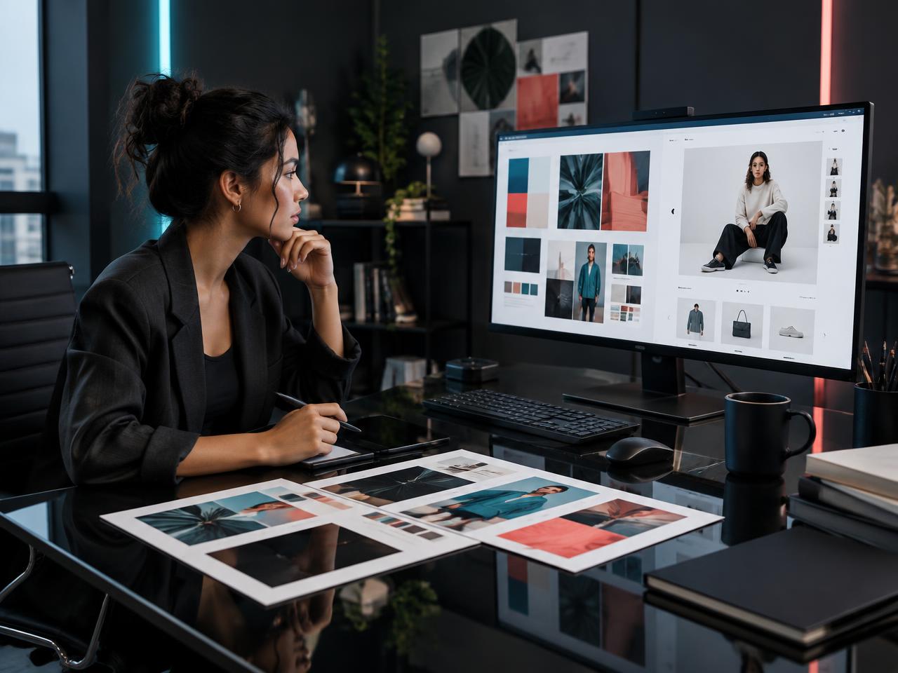 Brand strategist reviewing an identity system and ecommerce website